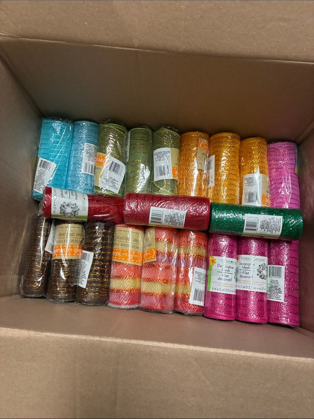 Decorative Mesh Rolls - Multicolor  21 rolls. Dollar tree